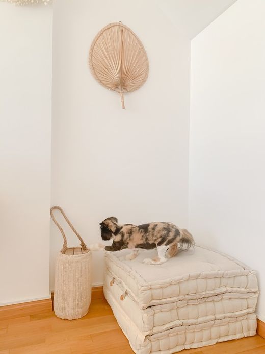 Puff modular 3 en 1 color beige de algodón 100%