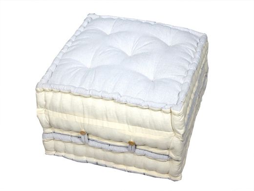 Puff modular 3 en 1 color beige de algodón 100%