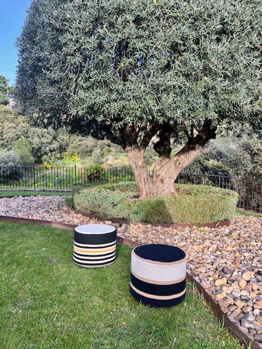 Runder Sitzpuff aus Baumwolle und Polyester Cabrera 1, Durchmesser 40 cm, Höhe 30 cm