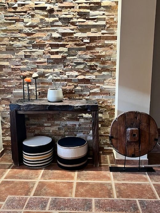 Runder Sitzpuff aus Baumwolle und Polyester Cabrera 1, Durchmesser 40 cm, Höhe 30 cm