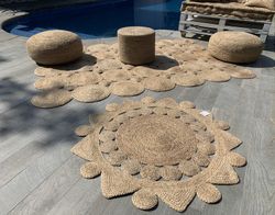 Pouf Cookie  en jute tréssée 55x20 cm