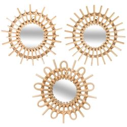 Set mit 3 Korbspiegeln Sonne Durchmesser 28 cm