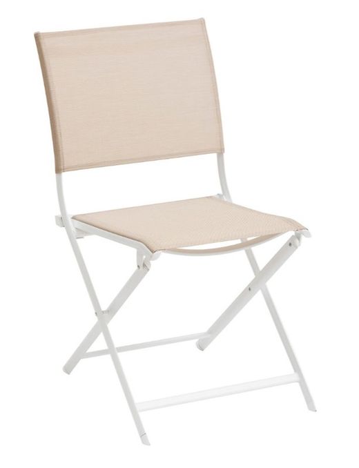 Chaise pliante en lin et aluminium blanc