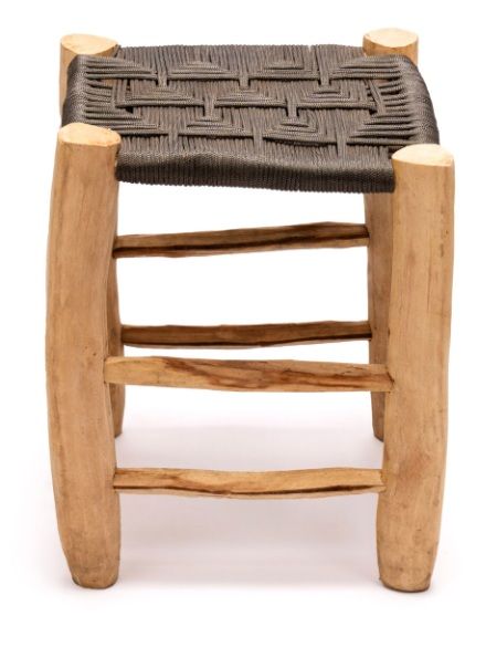 Taburete de madera y cuerda Sefrou 40x30x30cm